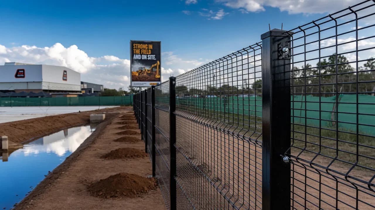 Construction site perimeter fencing and site hoarding
